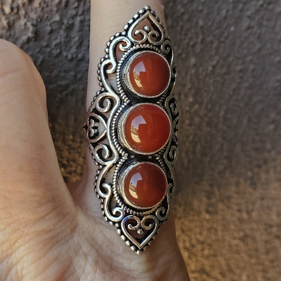 New Stunning Carnelian 925 Silver Statement Ring. - Picture 10 of 15